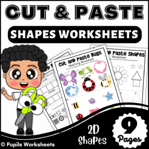 Cut and paste shapes worksheets